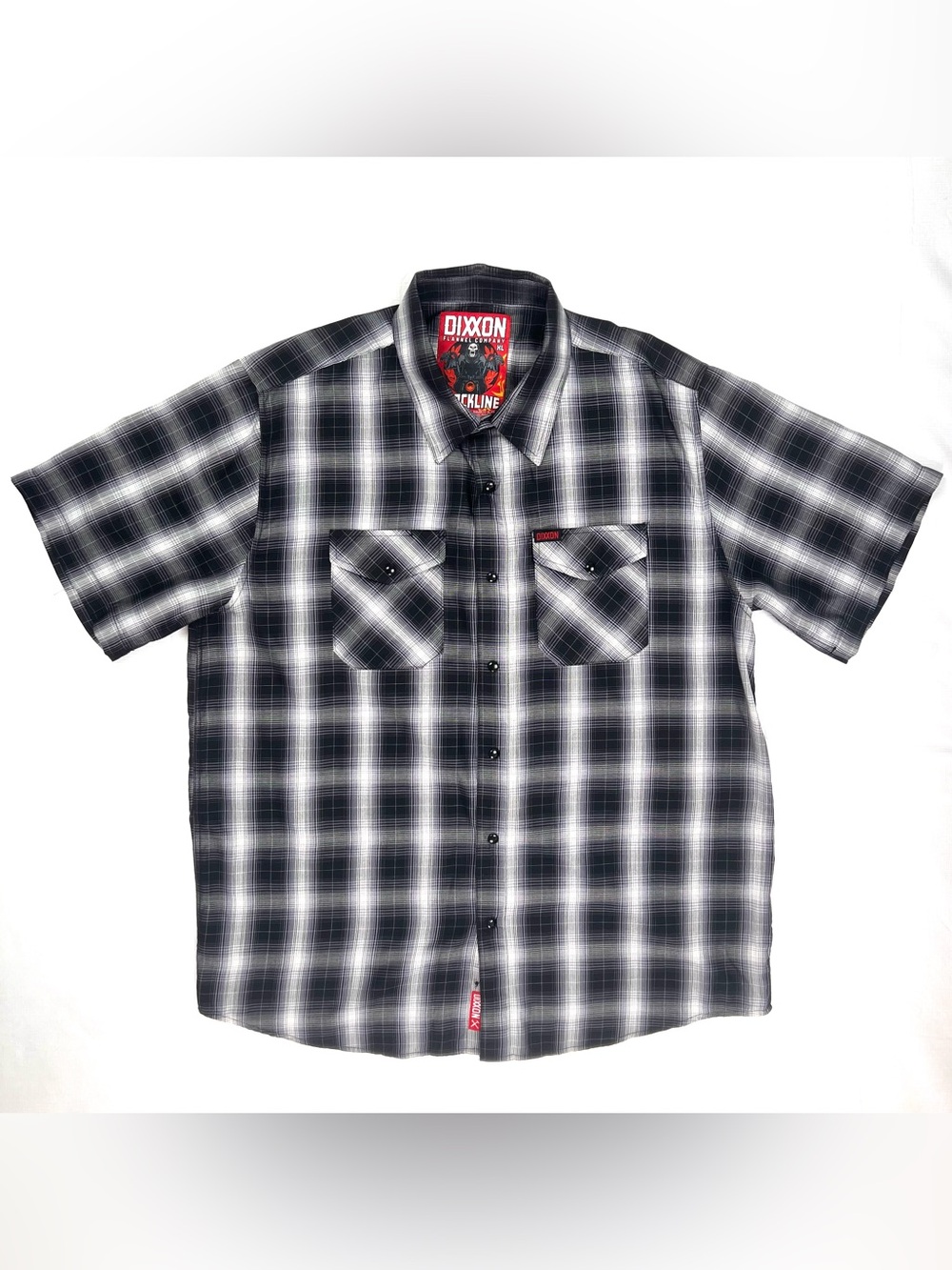 Dixxon Shirt Mens XL Button Up Blackline Plaid D-Lux Short Sleeve